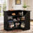 L-Shaped Bar Cabinet, 4-Tier Home Bar Table with Stemware Racks-1947750355
