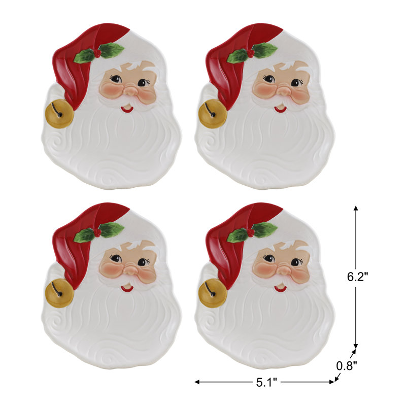 6 in. Ceramic Plate Set - Santa
