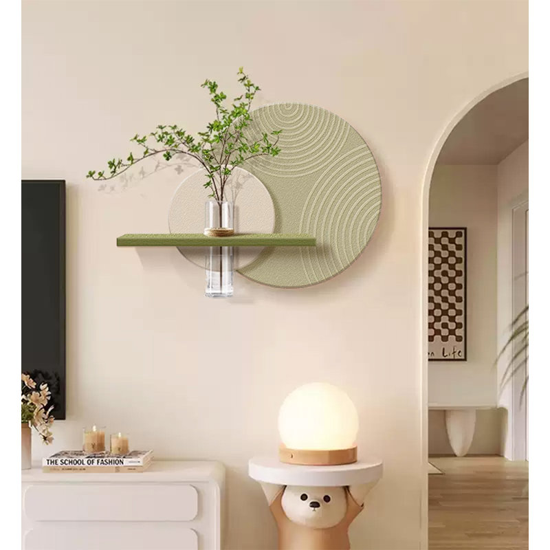 Peinture à l'aquarelle crème de plantes vertes sur un mur de grès, H 27,56 po x l 39,37 po x P 2,36 po, Vert