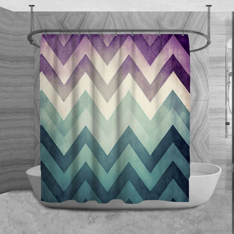 Rideau de douche Caleta, H 84 po x l 70 po, Bleu/mauve