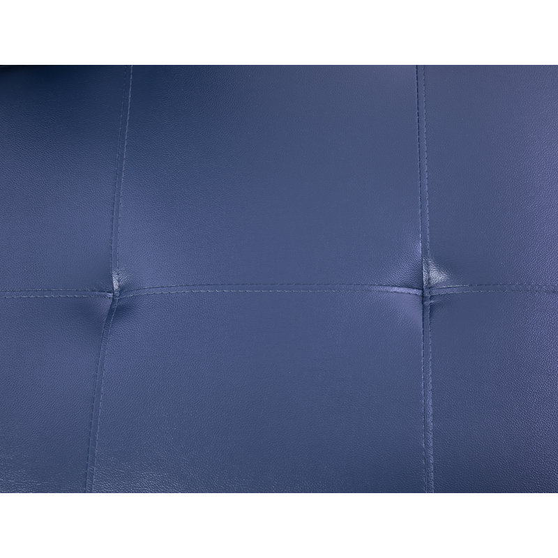 Canapé et chaise longue avec repose-pieds Beesley, Orienté à droite, Noir, Similicuir bleu indigo