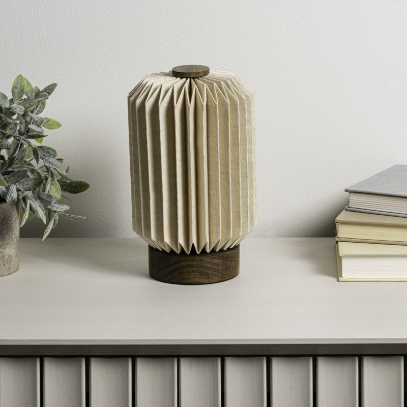 Lankford 8.5" Modern Minimalist Paper Pleated Column Accent LED Table Lamp, Natural