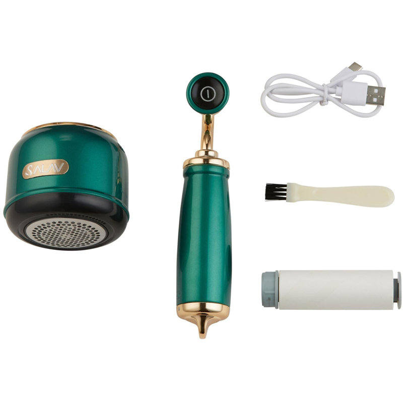 SALAV LR-900 Retro Edition Fabric Shaver + Lint Roller, Titanium, Emerald