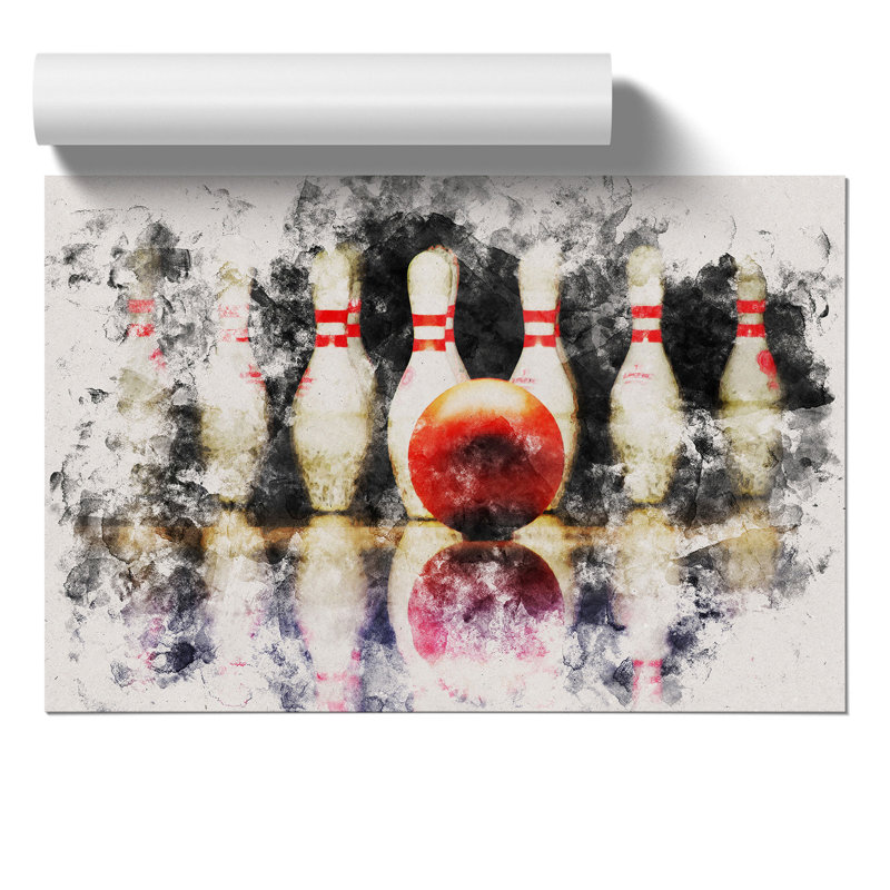 Ten Pin Bowling Watercolour - Frameless Print, 59cm H x 84cm W x 0.1cm D