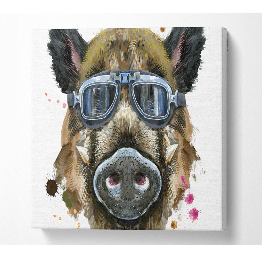 Das Wildschwein mit Brille - Kunstdrucke auf Leinwand - Wrapped Canvas