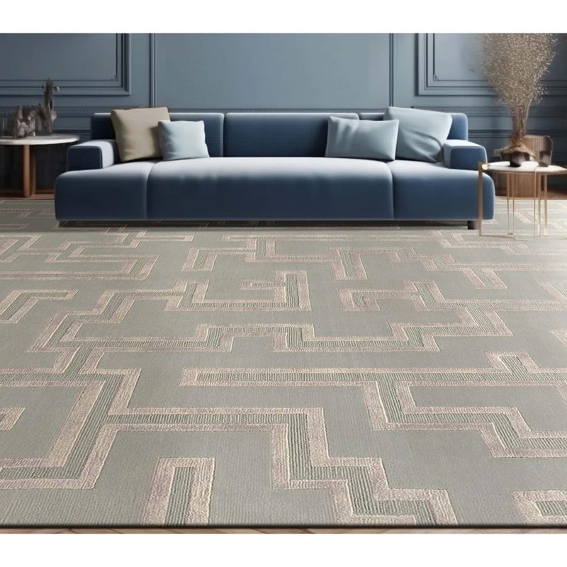 Rectangle Area Rug in Cloud/Gray/Ivory, Rectangle 8' x 10', Teal