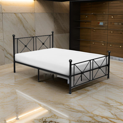 Mobilier de chambre à coucher traditionnel noir avec lit plateforme double 1pc