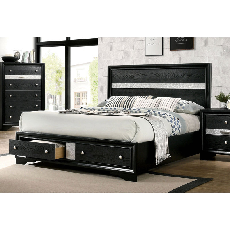 1pc lit grand contemporain noir 1pc