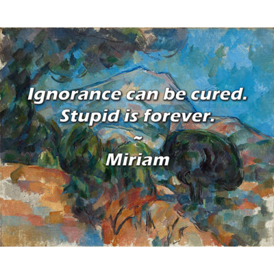Miriam Quote: Ignorance can be cured. Stupid is forever.