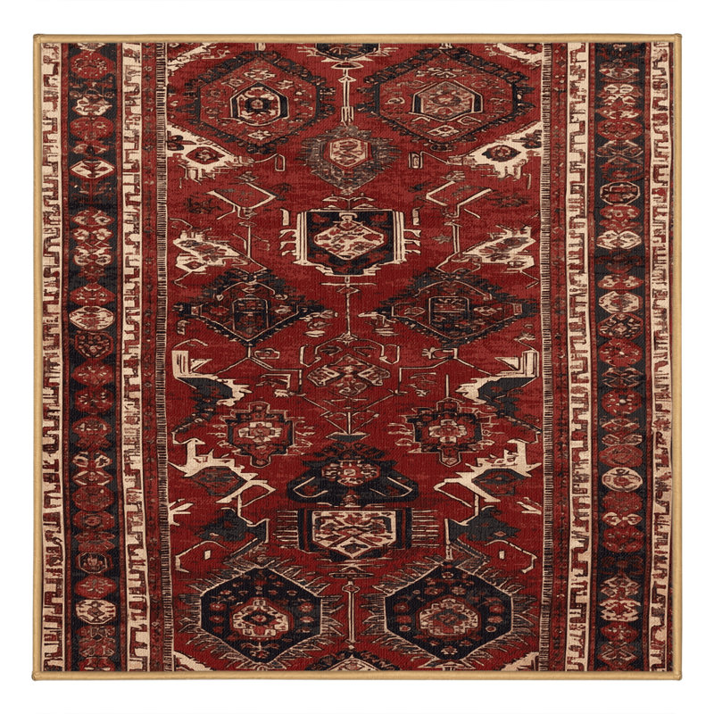 Tapis brun turc lavable à la machine, Carré 6 pi