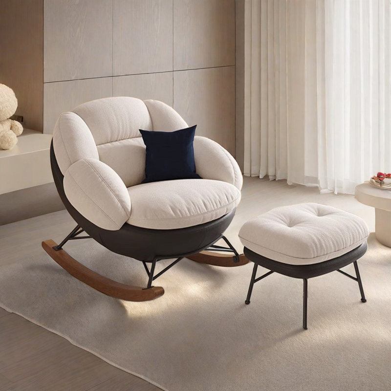 Modern simple fashion leisure snail rocking chair, Off-White