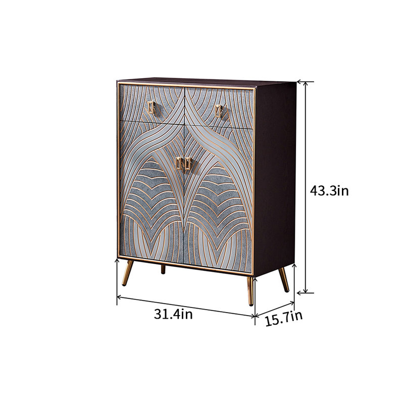 American Vintage Shoe Cabinet Side Cabinet 12 Pair Shoe Storage Cabinet