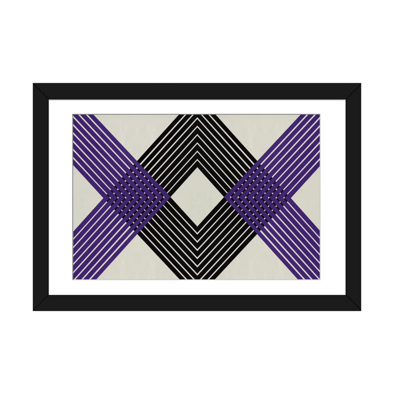 Albree moderne, losange entrecroisé, impression sur toile, H 16 po x l 24 po x P 1 po, Papier avec cadre noir, Blanc