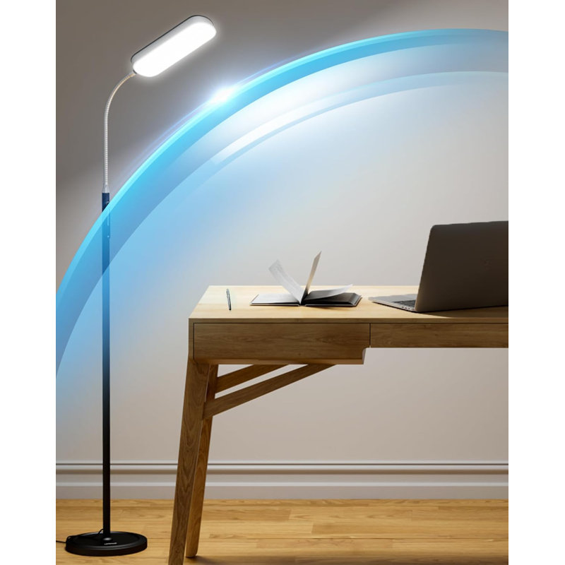Lampe sur pied à DEL avec 5 températures de couleur, gradateur continu et minuterie, lampe de lecture ajustable pour le salon, le bureau et la chambre à coucher