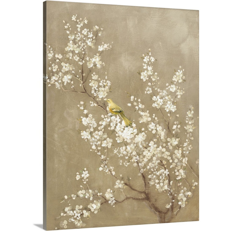 Art mural sur toile blanche, cerisier blanc, H 48 po x l 36 po, Toile tendue