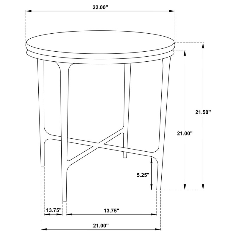 Cintron  Round Marble Coffee and End Table Set , 2 Pieces: Coffee Table, End Table