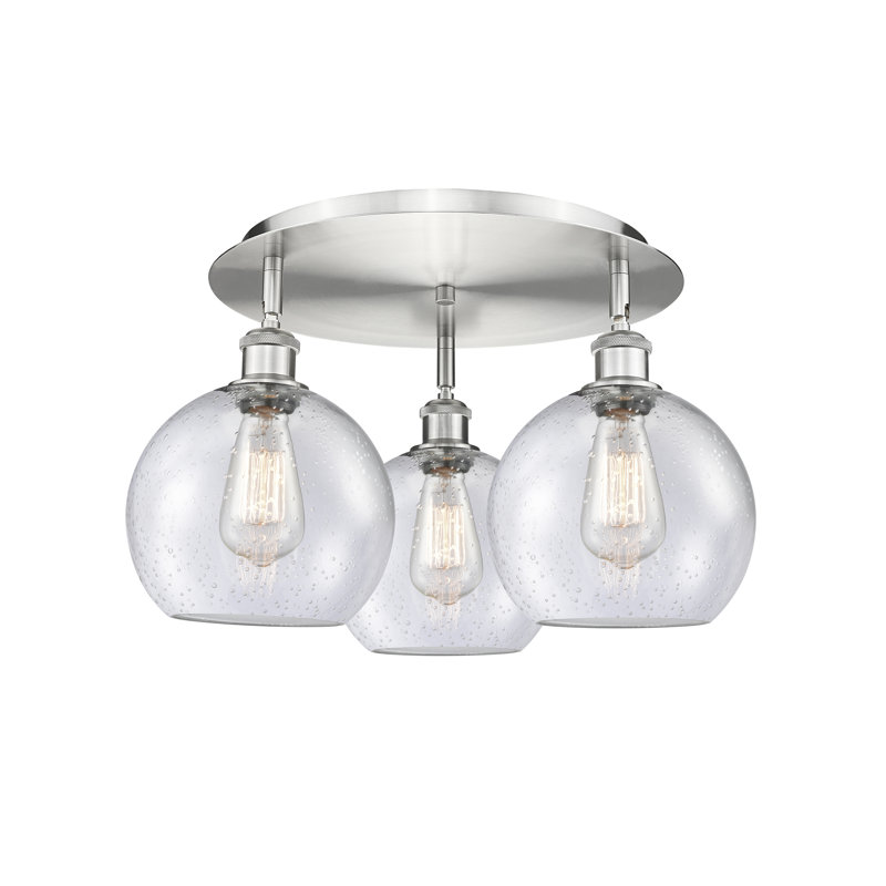 Ellington Glass Flush Mount, Seedy, Satin Nickel