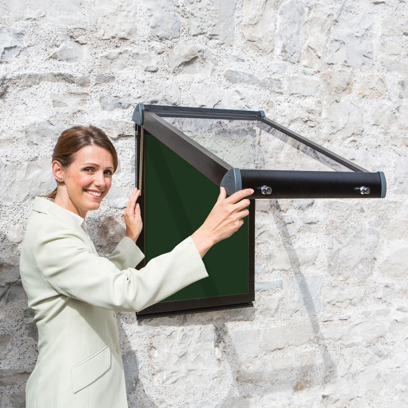 Exterior Wall Mounted Bulletin Board, 57cm H x 71.2cm W, Black, Bottle Green