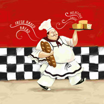 Fat Chef Kitchen Rugs and Mats Sets of 2,Red Kitchen Decoration