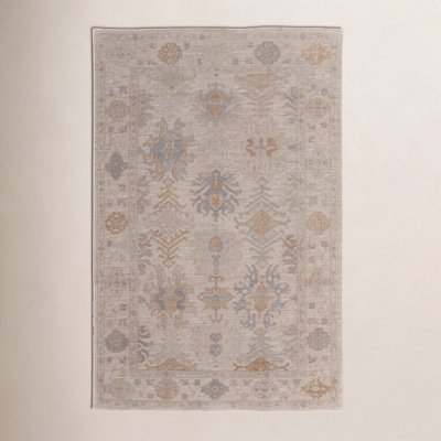 Fergerson Light Brown Hand-Knotted Floral Rug