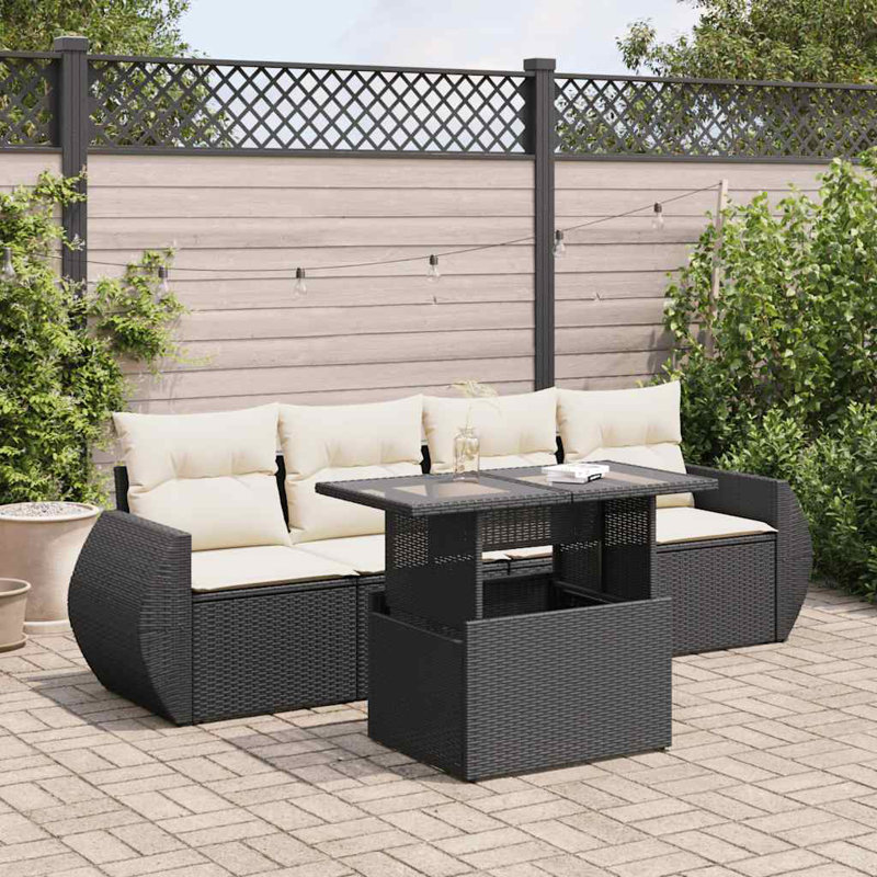 Vidaxl Garden Sofa Set Black, Cream White