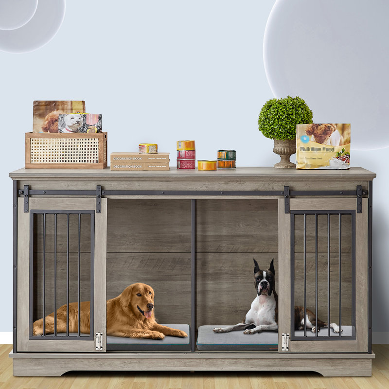 Demee Furniture Style Crate with 2 Doors, Gray