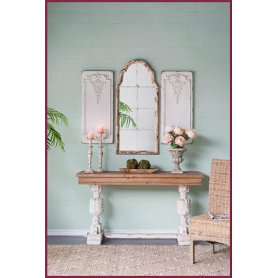 Alcott Vintage Coffee Table, 59x18x32 Inches - Worn Whitewash Fir Wood for Dining Room &amp; Home, Warm Heirloom Aesthetic