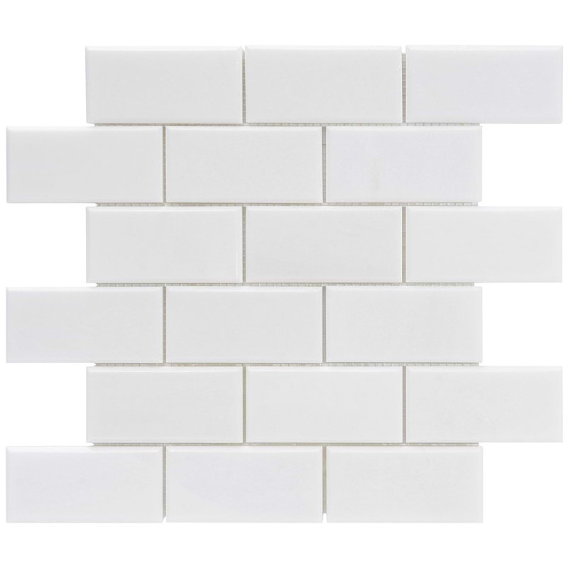 Thassos 2x4 Beveled Polished Marble Subway Tile