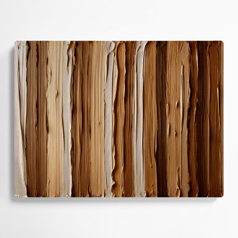 Lin horizontal rayé, art mural brun en métal brun, H 24 po x l 36 po