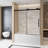 Frameless Single Sliding Shower Door  56-60 "W X 60" H, 1/4 "(6 Mm) Clear Tempered Glass, Explosion Proof Film, Stainless Steel Handle,Square Tube Track-121059668
