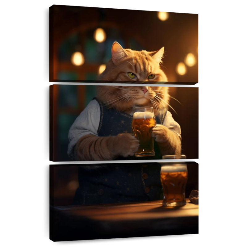 Brampt Orange Tabby Cat Drinking Beer