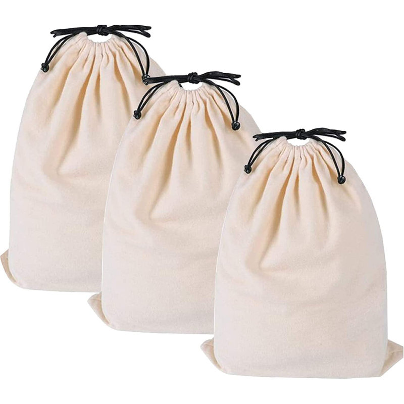 Cotton Breathable Dust-proof Drawstring Storage Pouch Bag (Pack 3 M)