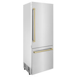 ZLINE 30 Autograph Edition 16.1 cu. ft. Built-in 2-Door Bottom Freezer Refrigerator with Accent