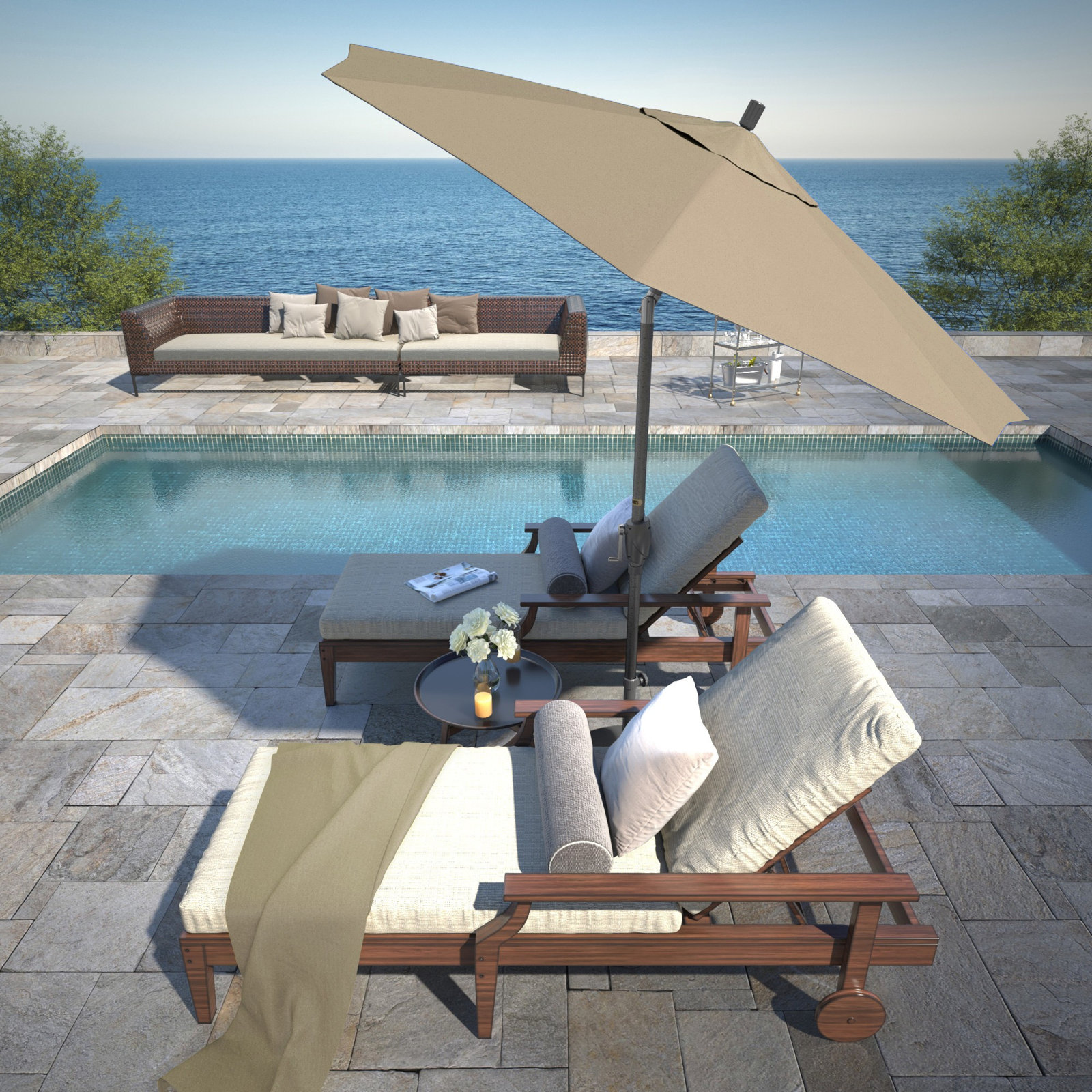 Lexia 90'' Sunbrella® Outdoor Umbrella, Taupe