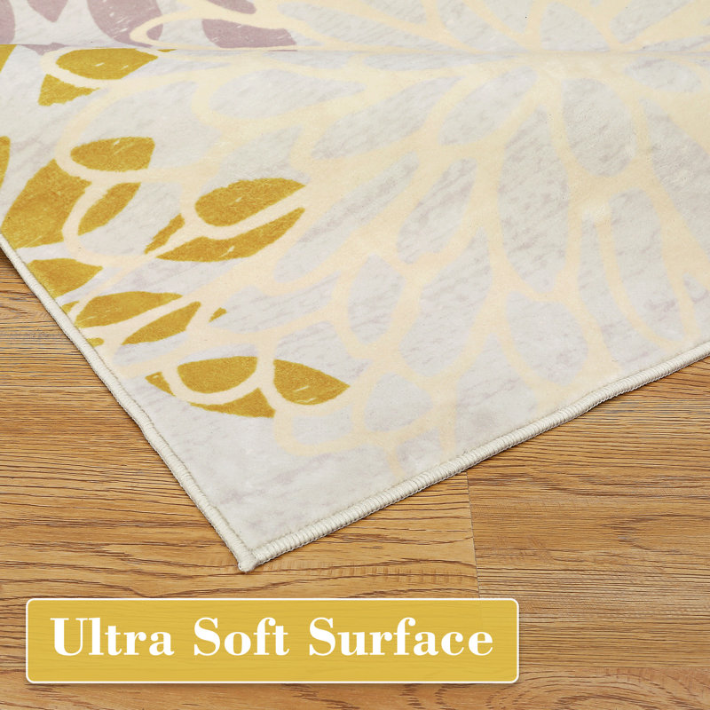 Nencho Washable Floral Indoor Rug, Runner 2' x 6'