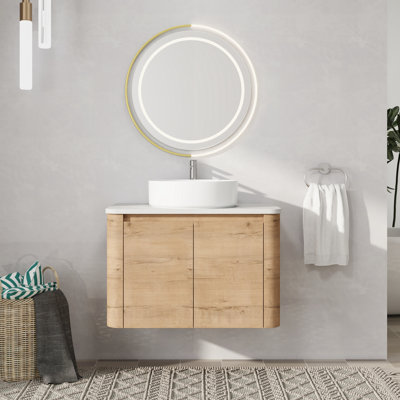 Meuble-lavabo mural simple avec lavabo en céramique