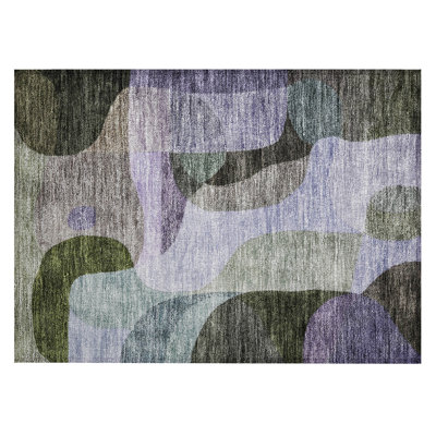 Machine Washable Indoor/Outdoor Segin ACN1119 Olive Rug