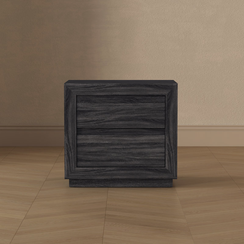 Table de chevet 2 tiroirs contemporaine gris anthracite Soren, Gris anthracite