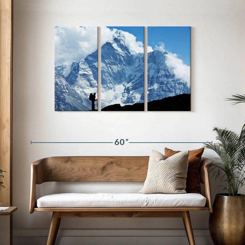 Mount Everest Mountaineer sur toile, ensemble de 3 pièces, 28" H x 45" W
