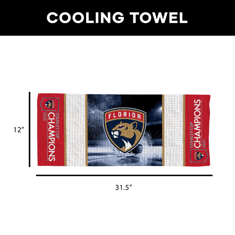 NHL Florida Panthers Champs Highlight Cooling Towel - Serviette de sport à refroidissement instantané, logo de l'équipe de hockey - 12 po x 31,5 po