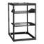 Support réseau 16U, profondeur de 23 po, fixation murale ou au sol, tablettes ventilées, idéal pour les espaces de bureau de détail limités, structure ouverte à 4 poteaux robustes, avec petite configuration pour salle de classe