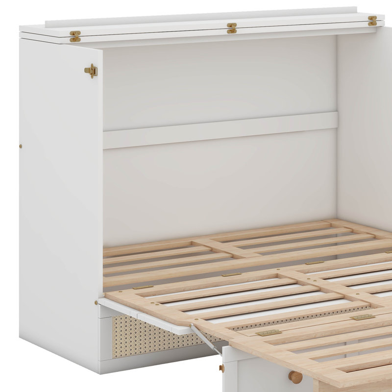 Lit escamotable avec grands tiroirs Anassi, Double, Blanc