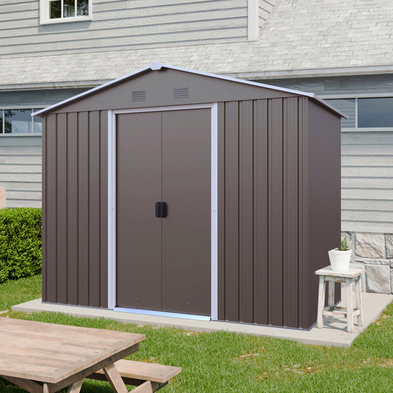 8Ft X 4Ft Outdoor Metal Storage Shed With Metal Foundation, 74.8" H x 88.98" W x 46.85" D