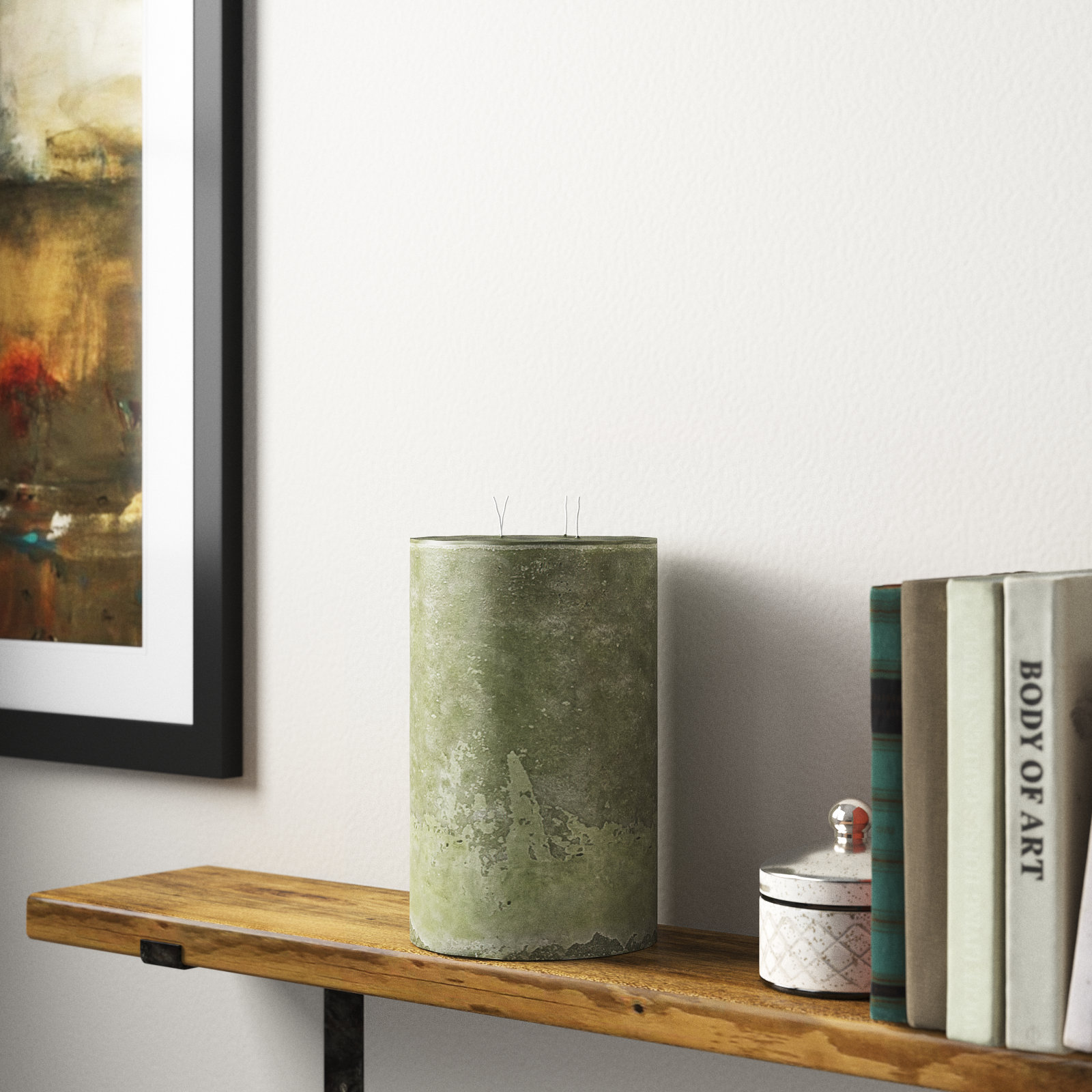 Pillar Super Unscented Candle, Dark Green, 11.8" H x 7.5" W x 7.5" D