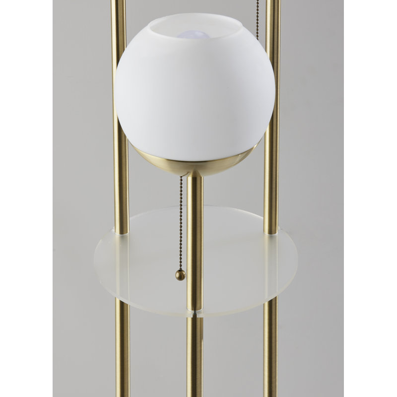 63'' Tray Table Floor Lamp, Antique Brass