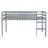 Full Size Rubber Wood Loft Bed with Ladder, Space-Saving, Sturdy & Durable, Ideal for Kids Room, Grey Finish-1138237017