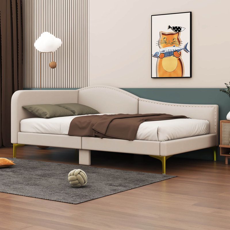Ruthlene Upholstered Daybed Bed, Beige, Twin