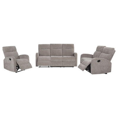 Camecia Chenille Upholstered Manual Reclining Sofa Sand