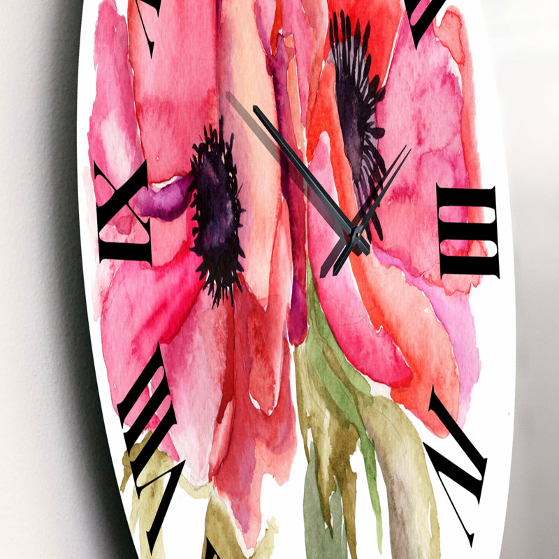 Coquelicots stylisés - Horloge murale traditionnelle, Très petit