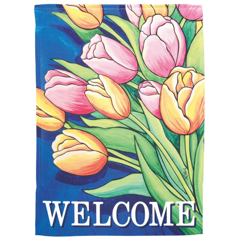 Drapeau de jardin en polyester Delyana, 44 po x 30 po